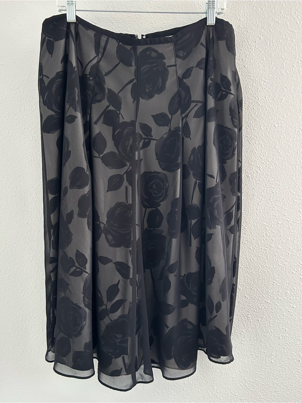 JM Collection Black Floral Sheer Midi Skirt